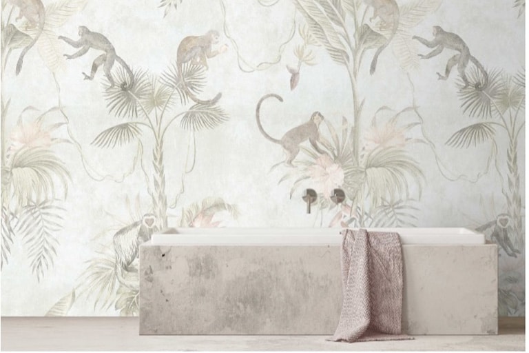 Habitación decorada con un papel pintado